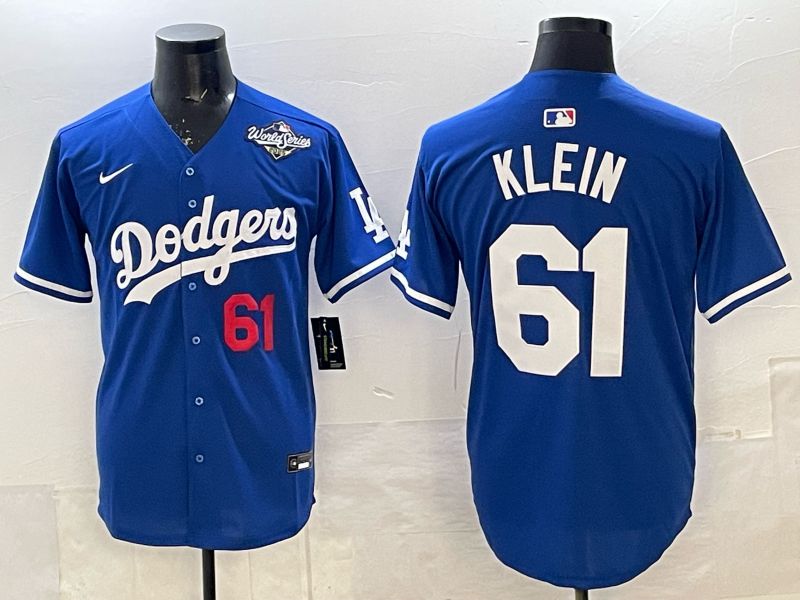 Men 2025 Nike Los Angeles Dodgers #61 Klein Blue Game MLB Jersey 014